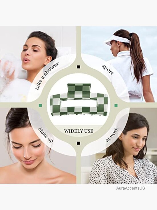 12 Pack Hair Claw Clips 3.2 Inch Nonslip Plaid Rectangle Claw Clip Strong Hold main image 4